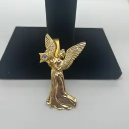 1994 TGT Inc Gold Tone Angel of Vision Tie Clip Or Brooch