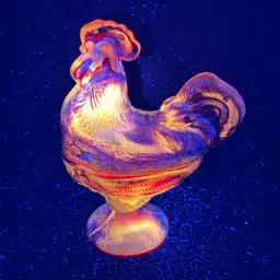 Vintage RARE Ruby Red Amberina Carnival Glass Rooster Dish Cadmium Glow 8.5” Hen
