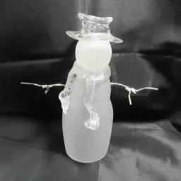 9" Frosted Glass Snowman w/ Metal Magnetic Arms Tabletop Decor