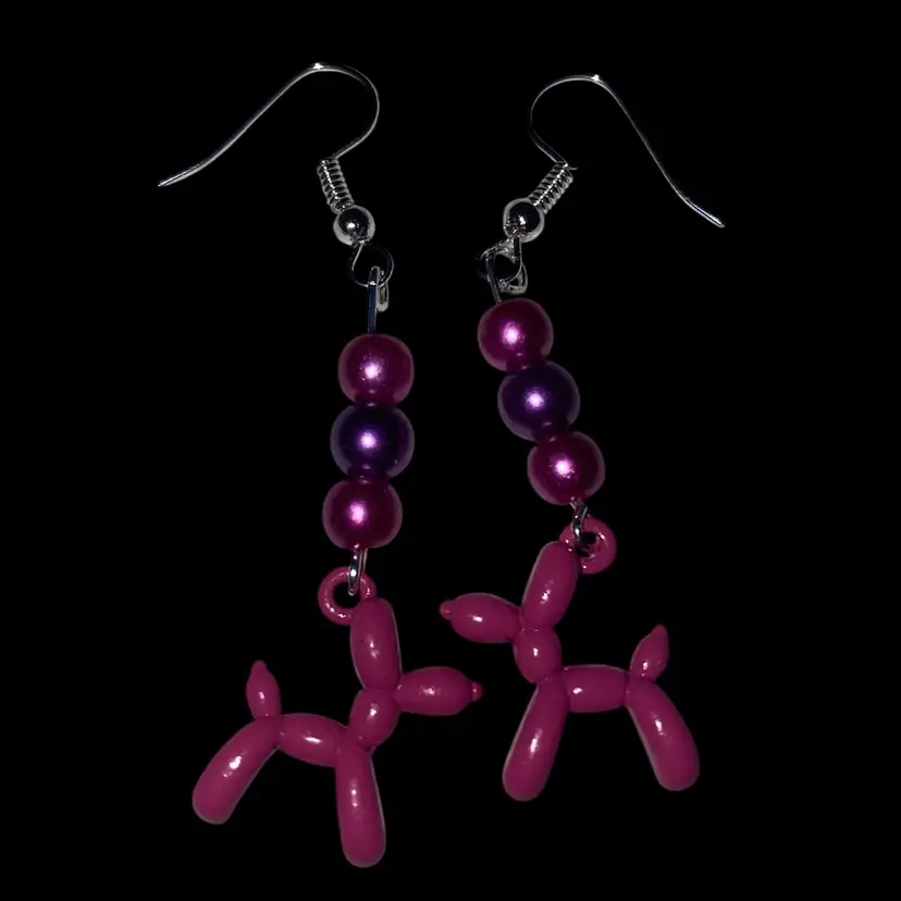 #01- Fun Balloon Dog Earrings, Made With Love, By Me!