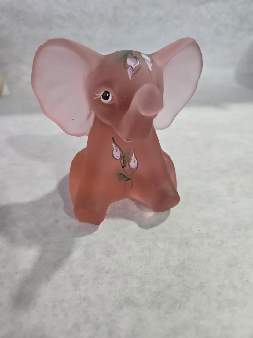 Vintage Fenton Satin Pink Glass Elephant PNWFA