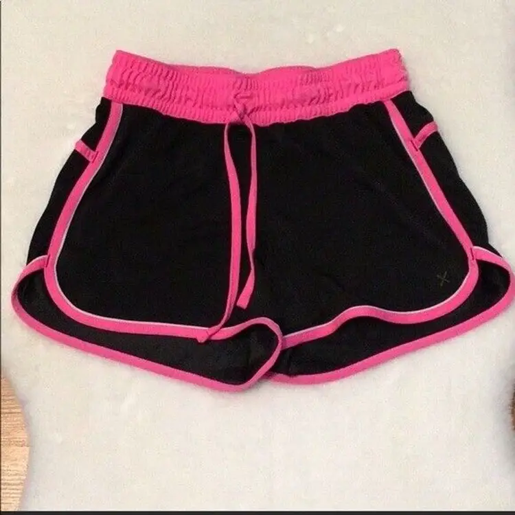 Women’s Y2K  Cheeky Xersion Black & Neon Pink Track Shorts Size Small