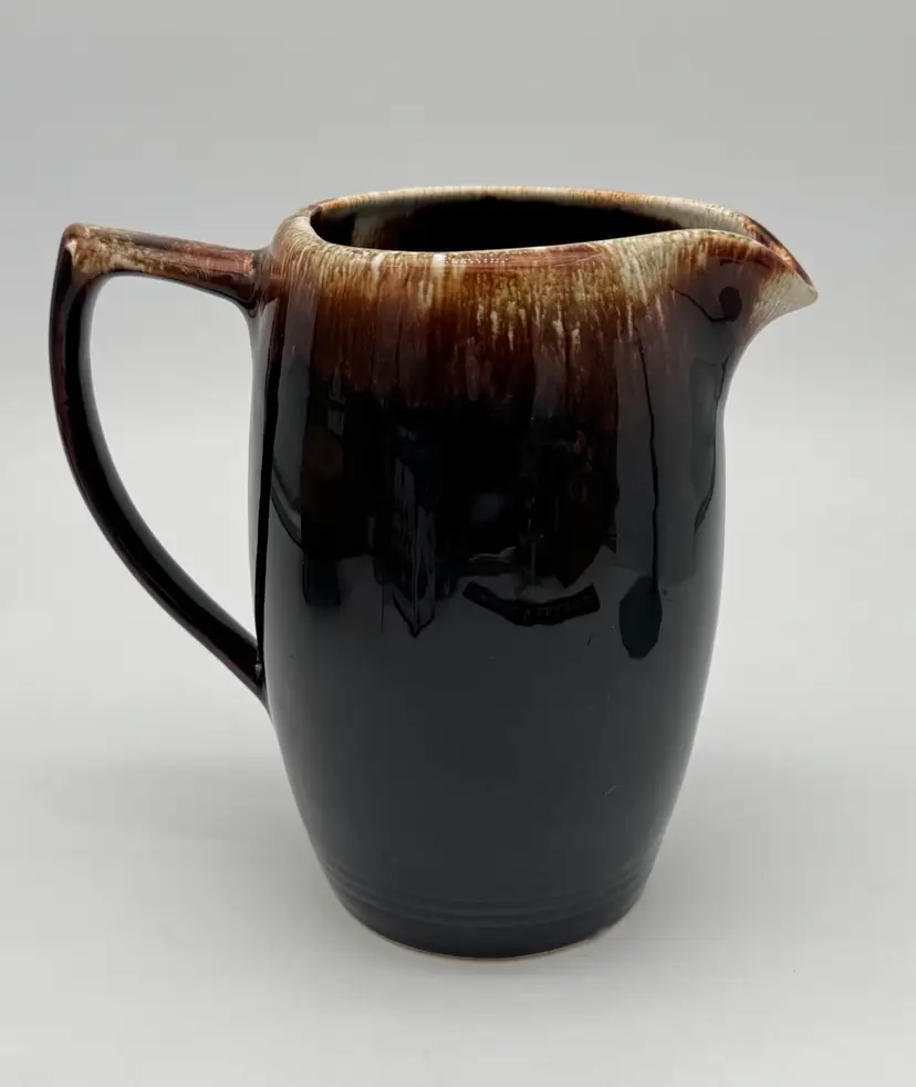 Vintage MCM Pfaltzgraff Gourmet Brown Drip Large Water Juice Pitcher #385 USA