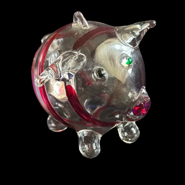 Handblown Artisan Glass Pig Ornament -Italy