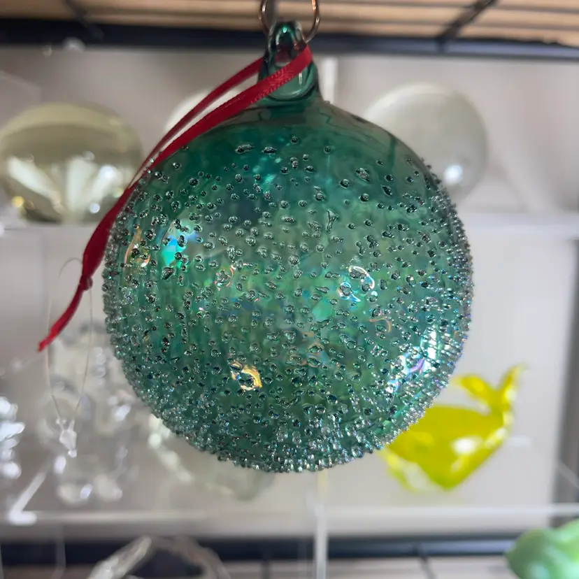 Blown Glass Ornament Orb 3.75”
