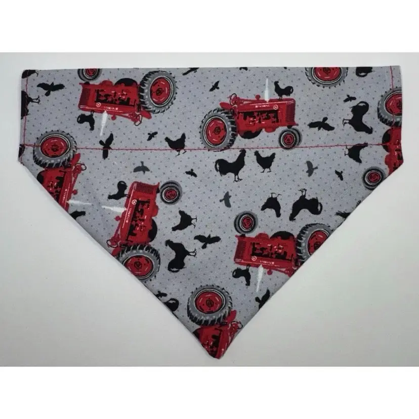 Dog Bandana Tractor Chickens Farm Small Dog Handmade Size 6 And 3/4” Wide