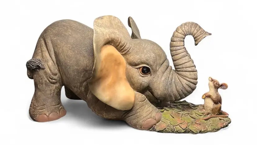 Vintage Tuskers Baby Elephant With Mouse Friend LARGE 20”