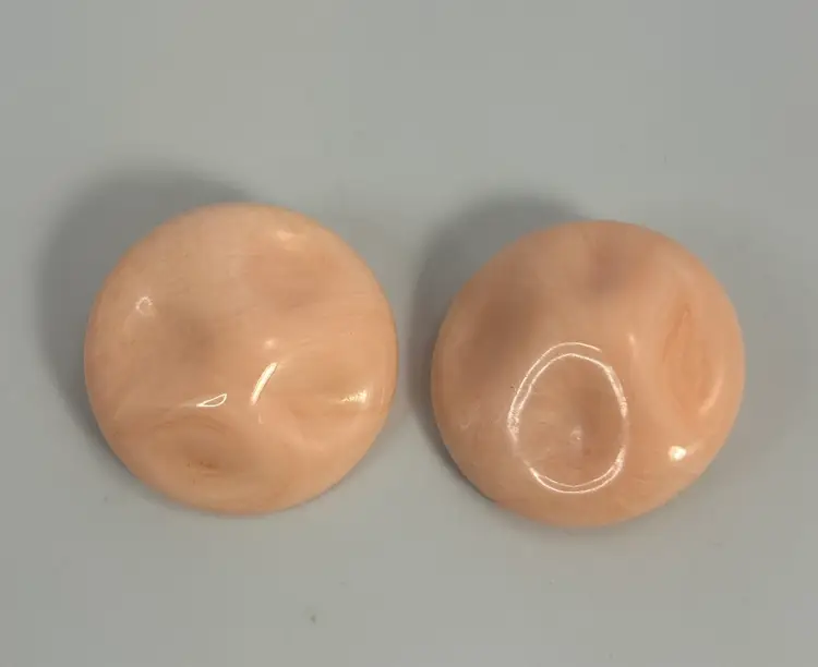 Vintage Set of 2 Plastic Round Textured Clip on & Post Style Earrings