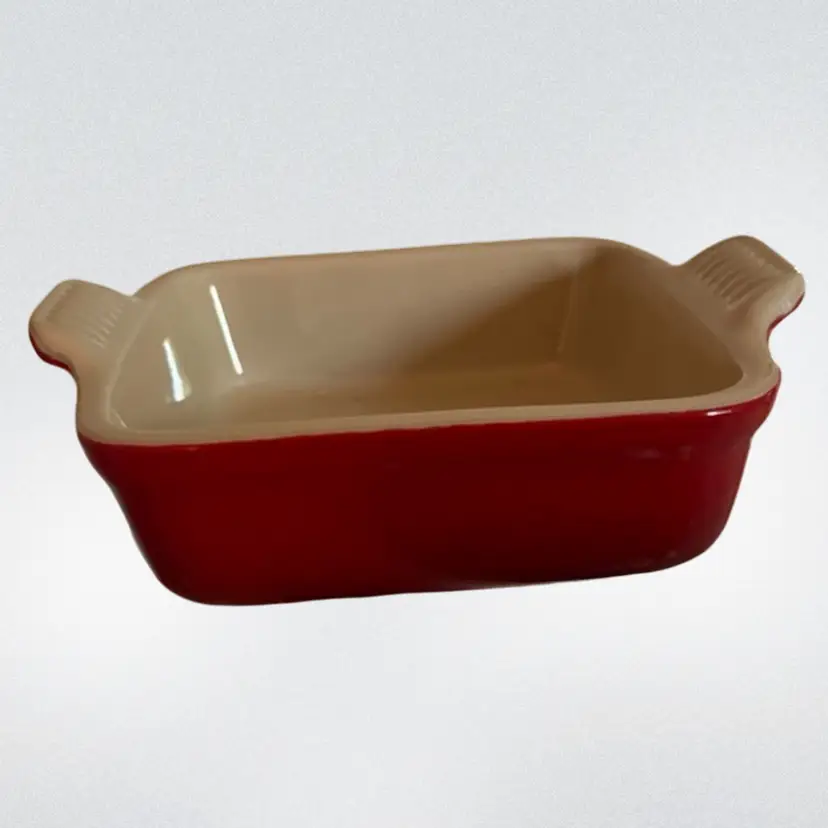 6”x6” LE CREUSET For Entertaining Small Square Red Stoneware Cookware Casserole Dish