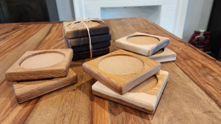 Handmade Solid Wood Coaster Set- Rustic, Chunky & Timeless