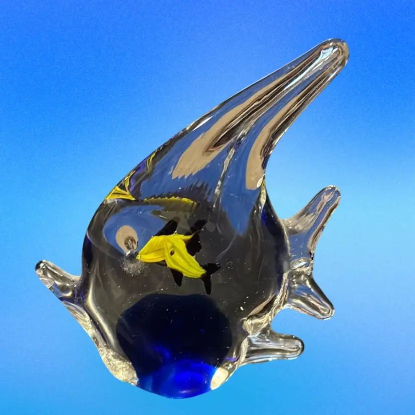 Art Glass Angel Fish Fish Bowl Paperweight