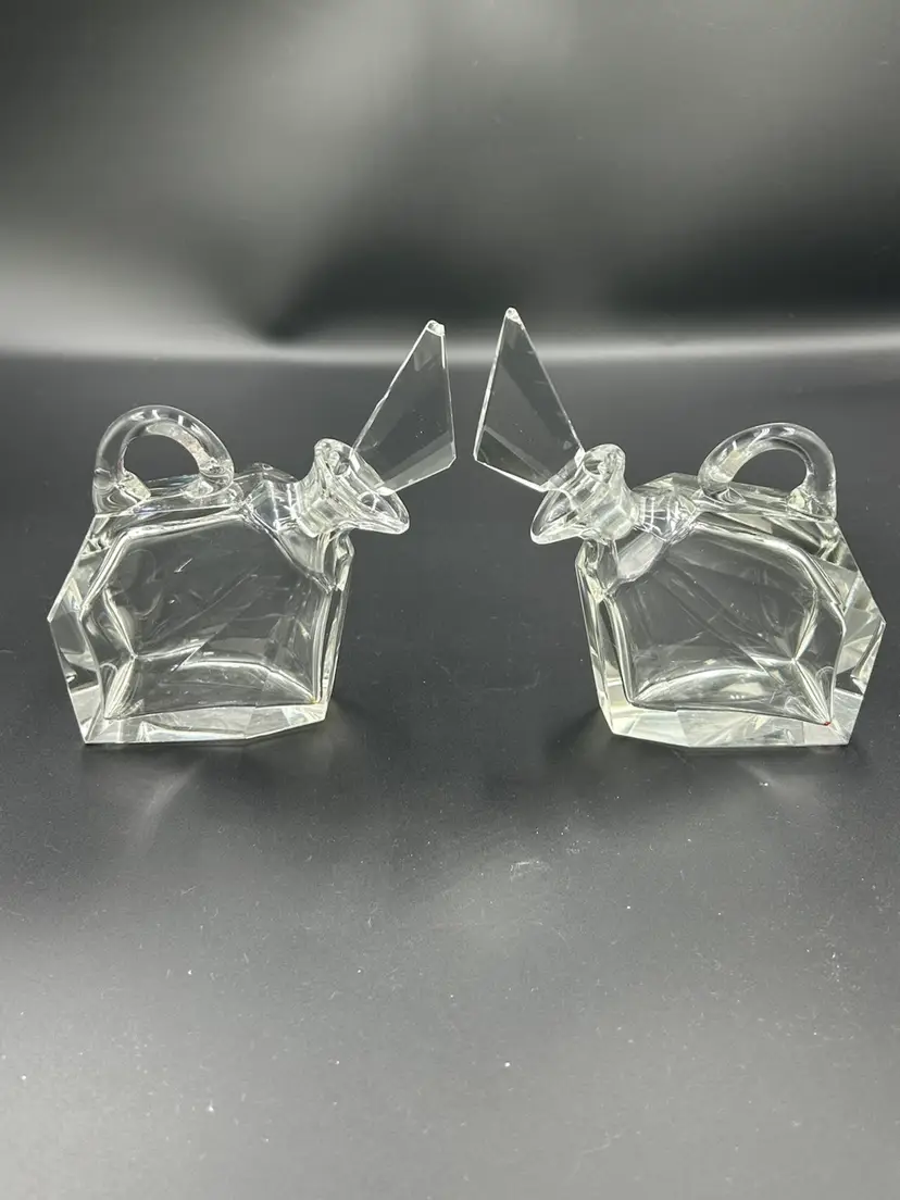 Vintage Pair Posselt Crystal Perfume Bottles West Germany Art Deco