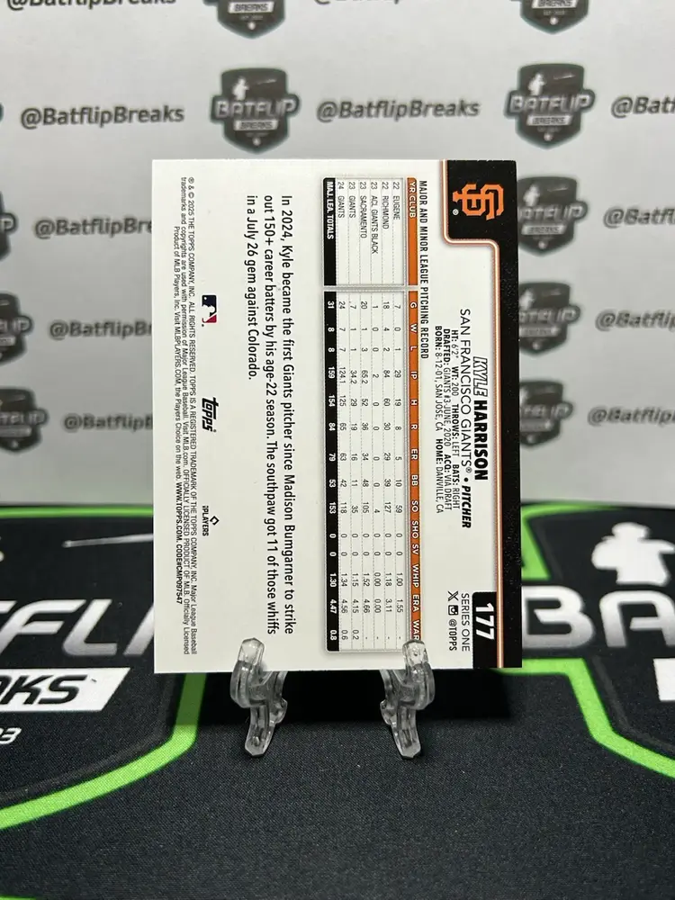 Kyle Harrison 2025 Topps Series 1 Diamante Foil Future Stars #177 San Francisco Giants