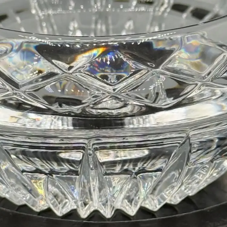 1 of 2 Vintage Princess House 24% Lead Crystal 3-Way Reversible Candle Holder 4.5”x 2”