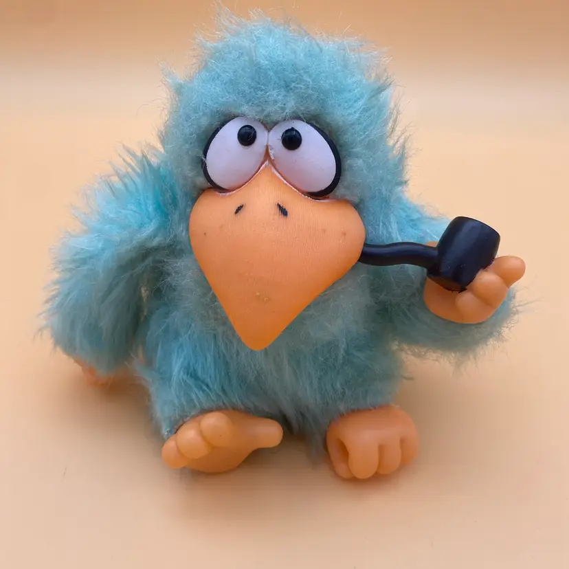 Knickerbocker Hang in There Howard Blue Crow Plush Stuffed Animal w/ Pipe - 80's