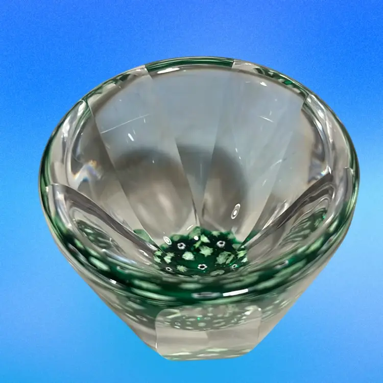 Vintage Vandermak studio art glass vase or shot glass 3 1/2 inches tall.