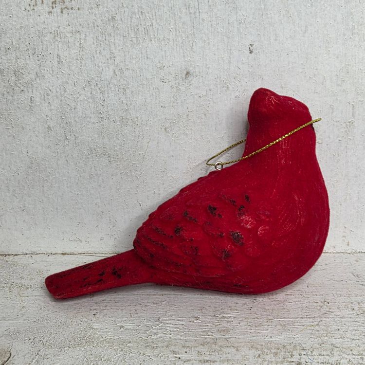 Flocked  Cardinal Ornament