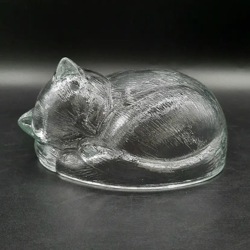 Indiana Glass Clear Cat Kitten on Nest TOP ONLY