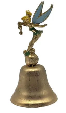 Vintage Disneyland Tinker Bell Brass Figurine Bell Enamel 1960s MISSING STAR