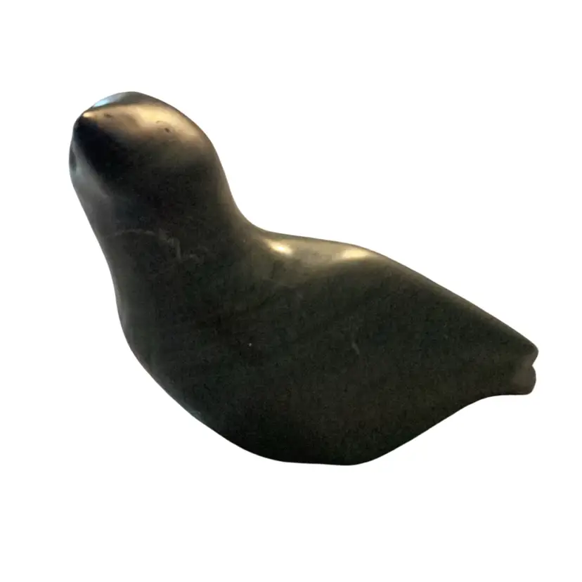 Vintage Artist ID Signed Inuit Smooth Soapstone Bird