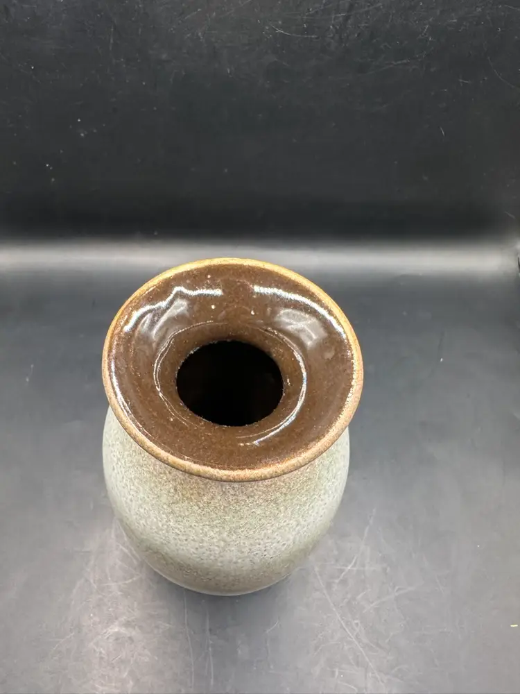 Vintage Scheurich Keramik Vase From West Germany Gradient Speckled Green Brown Glaze 6”