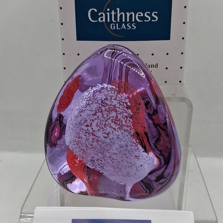 Caithness, Scotland NEW IN BOX, NEODYMIUM/Alexandrite, Pebble-Coral/White, Paperweight