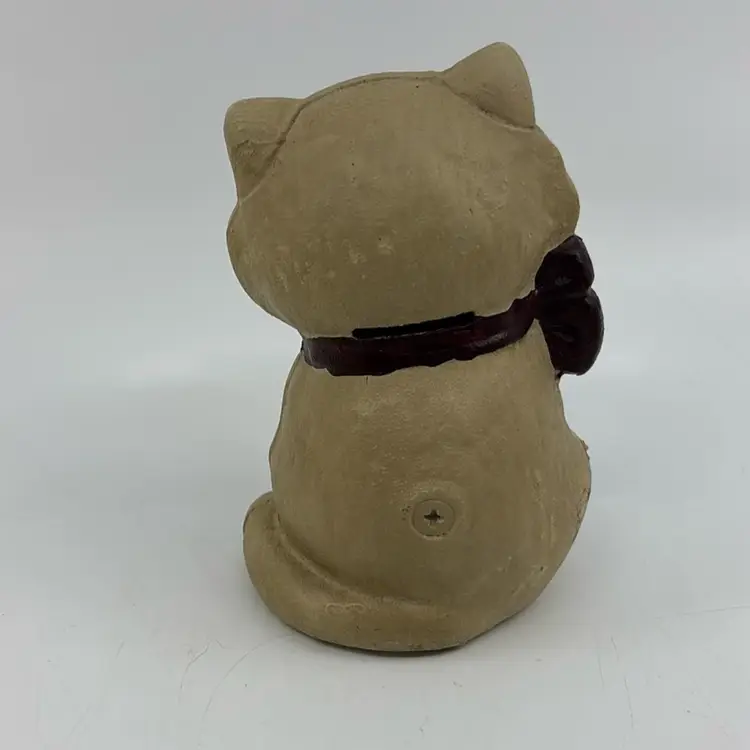 Cast Iron Cat With Bow Bank 5”