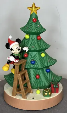 Disney Christmas Animated Mickey Mouse Decorating the Tree Music LED Lights