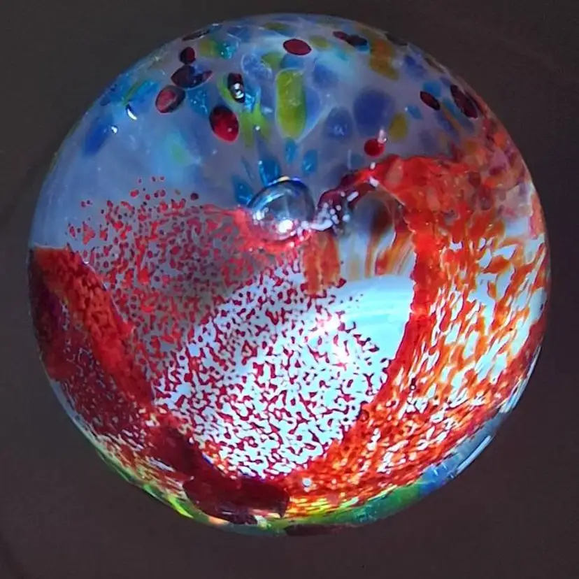 Vintage Retired Caithness Rainbow Gem RED Paperweight