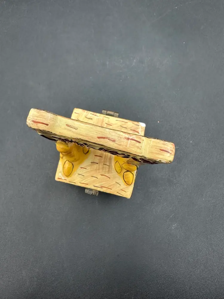 Whimsical Ceramic Lemonade Stand Trinket Box with Miniature Lemonade Cup 3”T