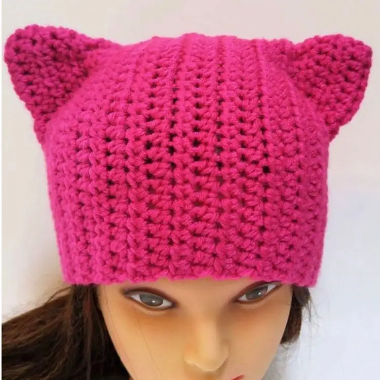 Crochet Cat Hat - Pink