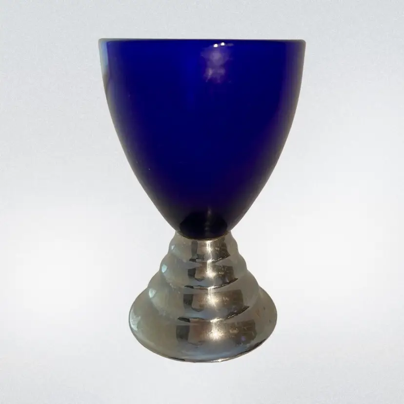Art Deco Harry Laylon Chase Chrome Cobalt Blue Art Deco Cordial 3.5"