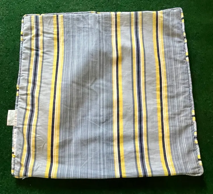 Waverly Sofa Pillow Cover Zip Closure Blue Yellow Hydrangea Stripe 19” x 19”