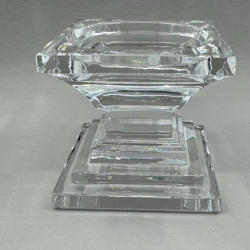 Crystal square pedestal candle holder by Waterford