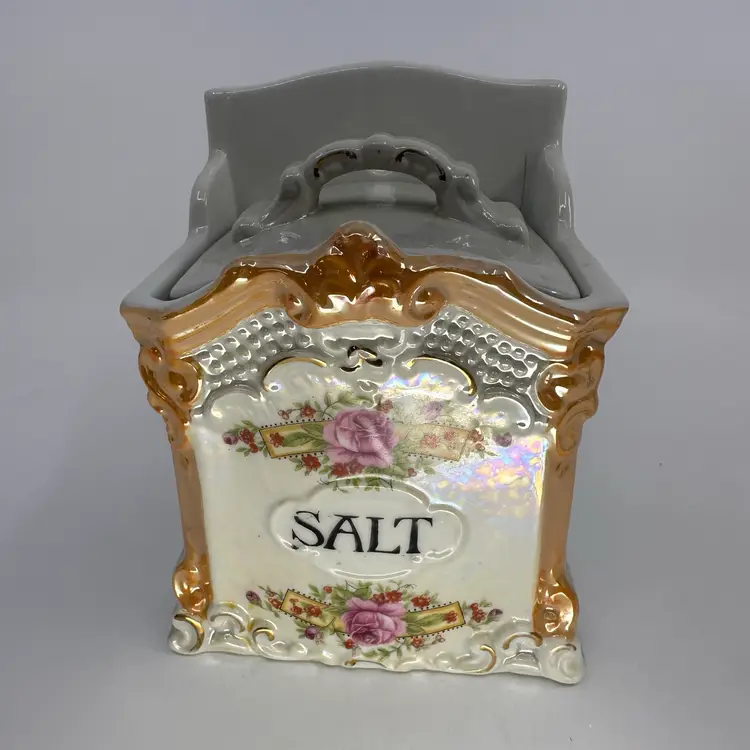Mepoco Ware Japan Lusterware Floral Pattern Salt Box