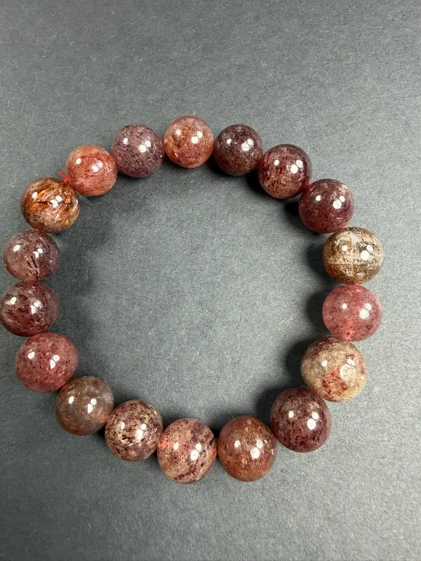 Natural Strawberry Quartz Stretch Bracelet 11mm Beads Stone Crystal 6.5" Purple