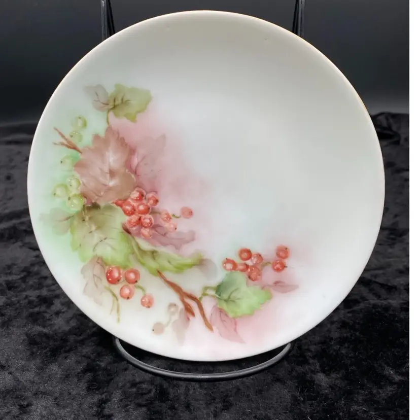 Antique Thomas Sevres Bavaria Hand Painted 6" Plate, Red Berries, Signed M. Roth