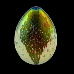 Mt Saint Helens Art Glass Dino Egg Iridescent Signed  3 3/4"