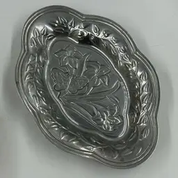 Vintage Lenox Metal Serve Ware Or Trinket Dish With A Butterfly And Flowers.