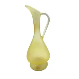 09 - Vintage Neker Yellow Satin Art Glass Pitcher Bud Vase Israel 5”