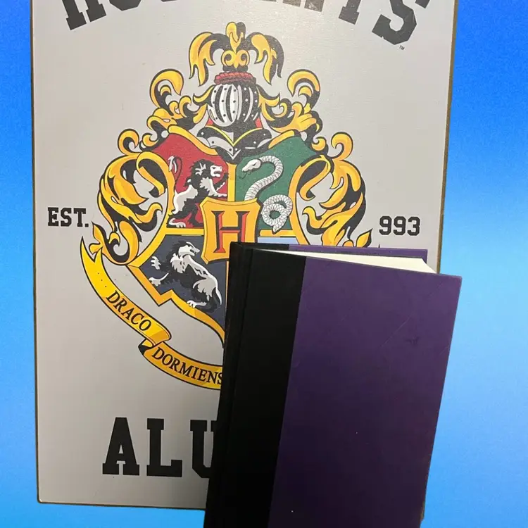 Hardback Cover, Harry Potter And The Half Blood Prince, Vol.6 AND Hogwarts Alumni Wall Hanging. Great Gift Ideas! Sold As A Set Copyright 2005