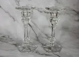 Pair of Royal Doulton Crystal Candlestick Holders