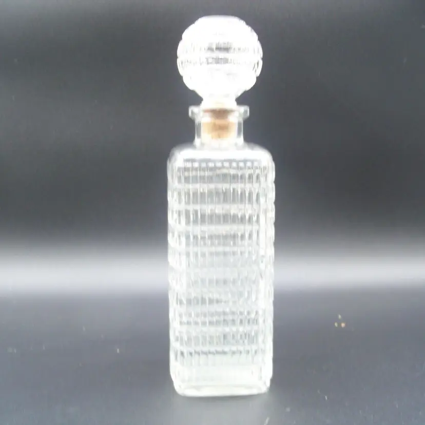 Vintage Glass Square Decanter with Glass Stopper with Cork