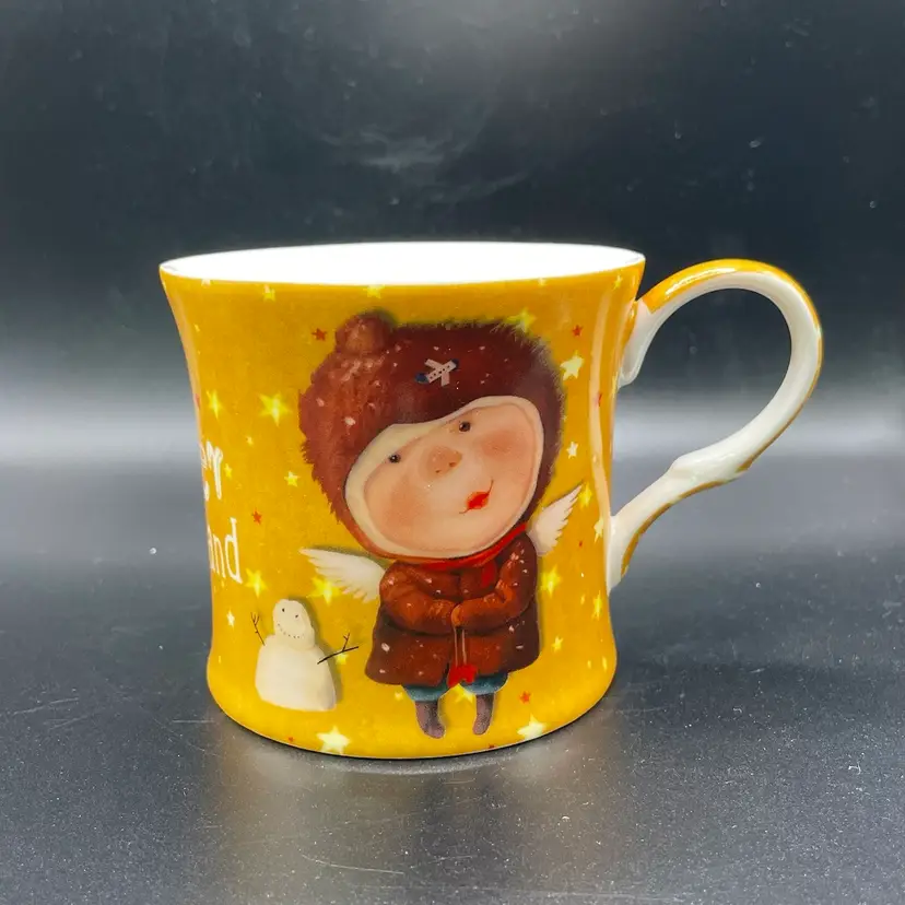 Elen Dekor Gapchinska Winter Wonderland Coffee Mug Cup Angel Snowman Kitchen