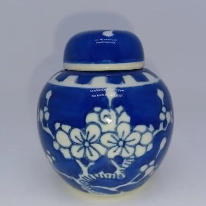 Antique Chinese Ginger Jar, Prunus Pattern, Ginger Jar, Kangxi, Antique Chinese Ginger Jar, Prunus Pattern, Ginger Jar, Kangxi, Ceramic Jar, Hand Painted Ginger Jar, Antique Spice Jar