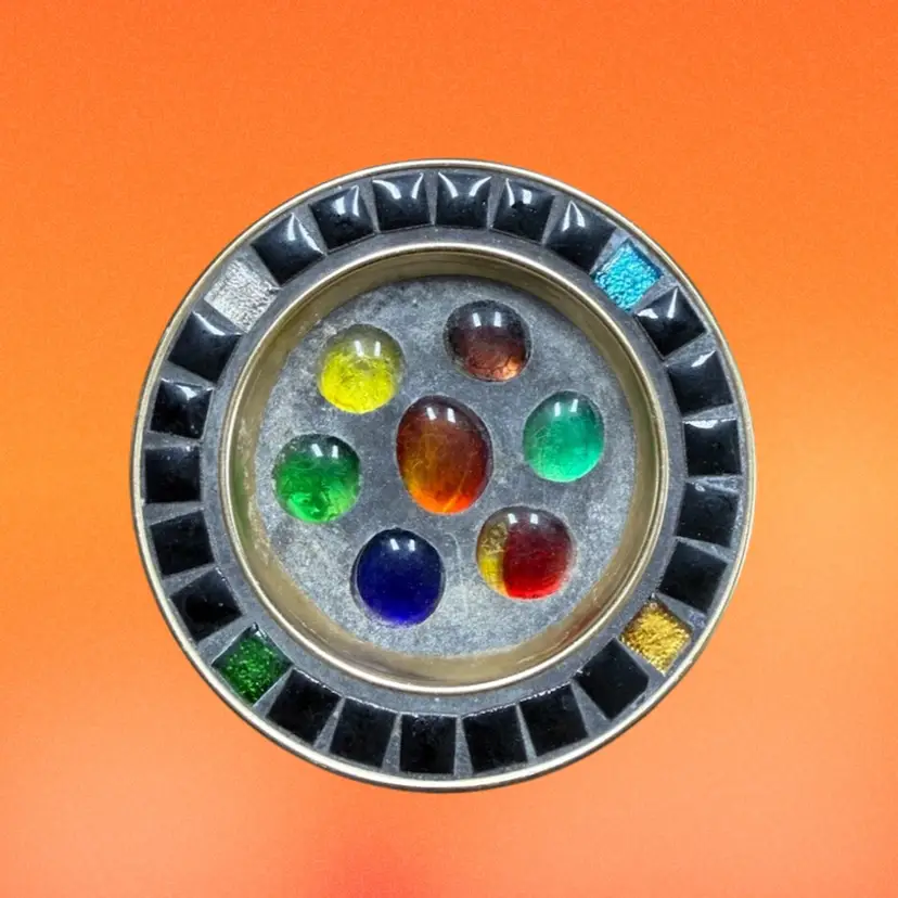 4.5” Vintage Mosaic Ashtray, Ceramic & Glass, Multicolor