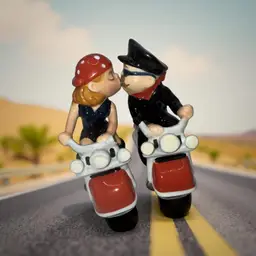 Westland Kissing Bikers Salt & Pepper Shakers With Stoppers