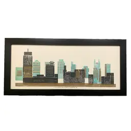 Hatch Show Print Nashville, TN Skyline 2017 Framed Letterpress Print 24”x11.5”