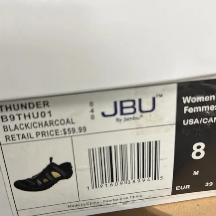 New $60 JBU by Jambu Women's Thunder Water Ready Fisherman Sandal, Black/Charcoal, 8 Medium US