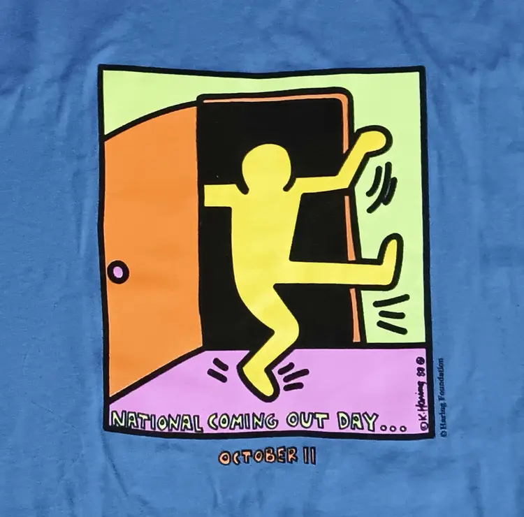 Keith Haring National Coming Out Day t-shirt NEW Human Rights Campaign Tag